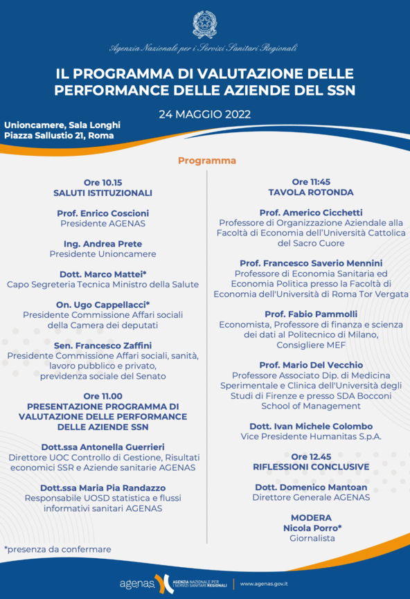 Il programma di valutazione delle performance delle aziende del SSN